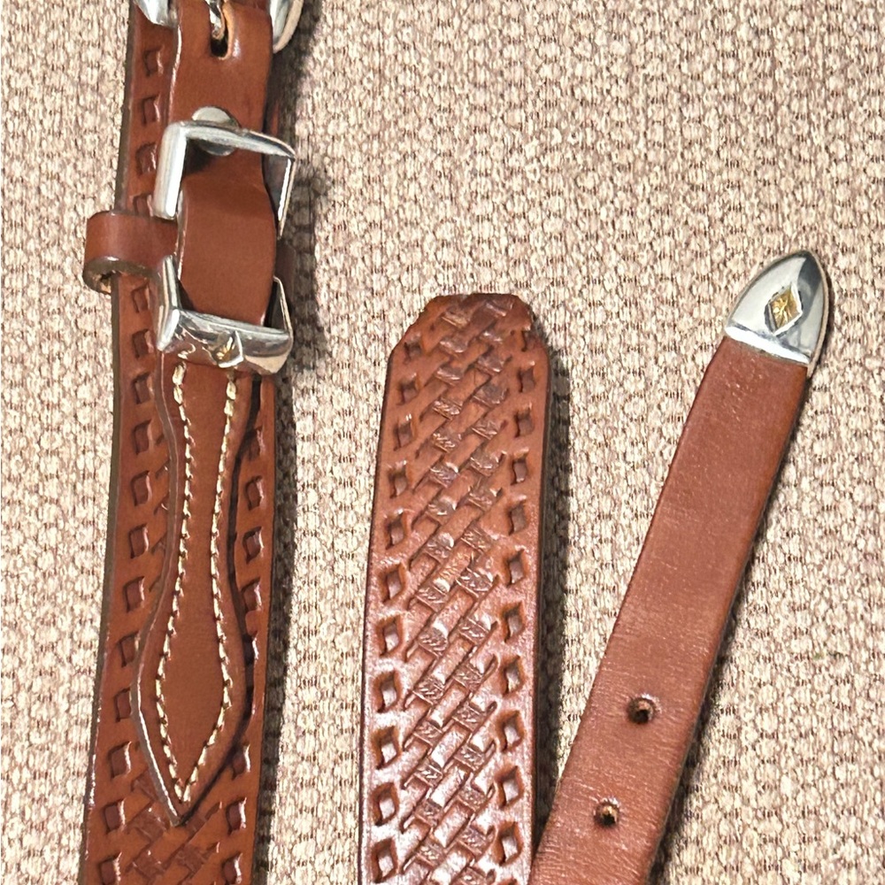Vintage Brown Leather Ranger Belt with Silver Buckle (1996 on buckle back) - Picture 4 of 7